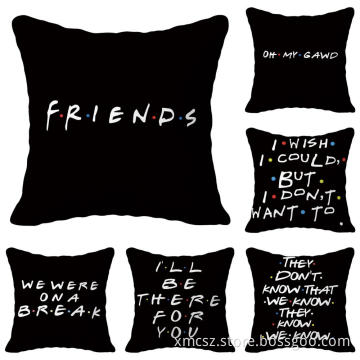 Black Letters Printed Customized Cushion Cover